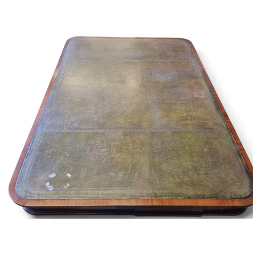 32 - A superb quality 19th Century Mahogany Library Table with blind tooled top on quatrefoil base with d... 