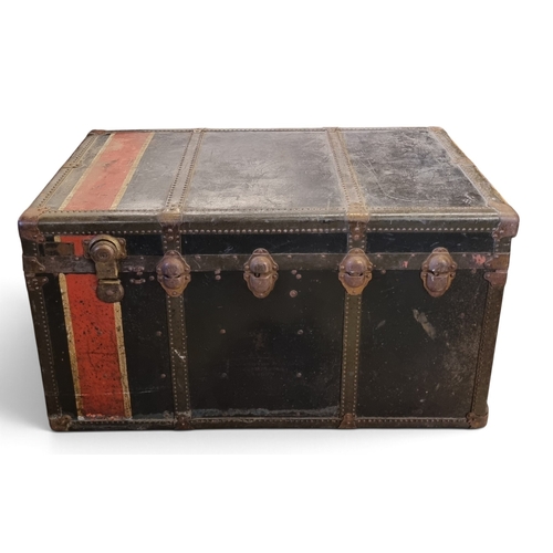 59 - A 19th Century Travel Trunk with Metal banding.
W 107 x D 57 x H 59 cm approx.