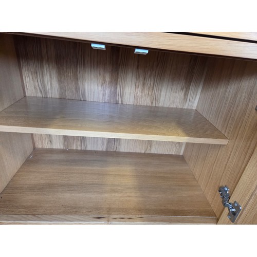 43 - A 20th Century modern Oak Side Cabinet of narrow proportions. W 165 x D 43 x H 87 cm approx.