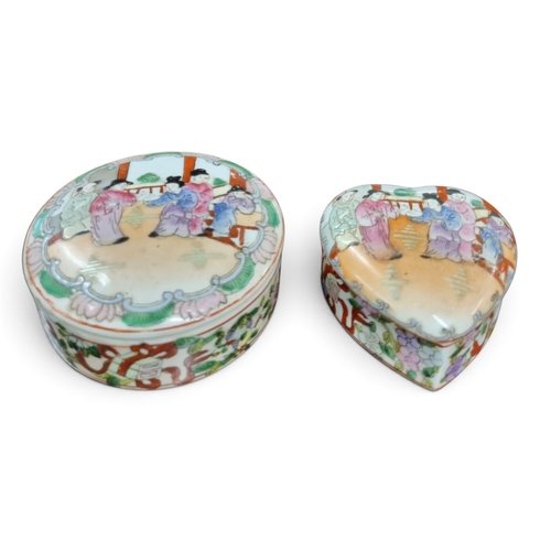 10 - A Chinese Famille Rose dressing table Box and Yixing style Teapot with intricate carved panel depict... 