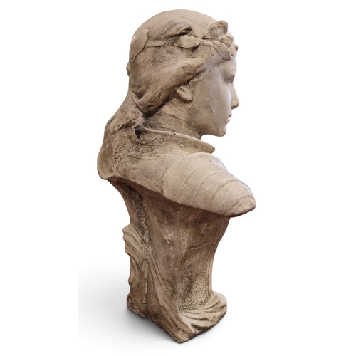 31 - A 20th Century Parian ware style Bust of Joan of Ark. H 42 cm approx.