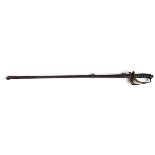 106 - A British 1845 model Infantry Officers Sword with gothic style pierce Brass hilt and a wire bound an... 