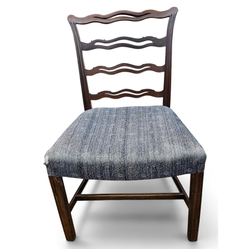 130 - A good early 19th Century Mahogany ladder back single Chair of large proportions with square reeded ... 