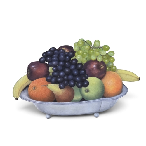160 - A large Pastel still life of Fruit in a bowl on a table setting by Hazel Bryans and signed LR. 62 x ... 