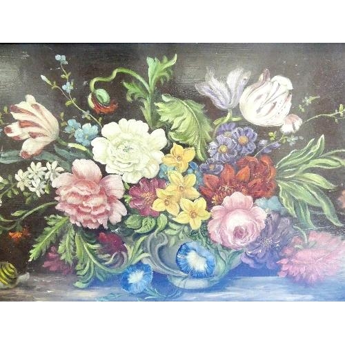 100 - 19thC Dutch School, still life of flowers, oil on board.