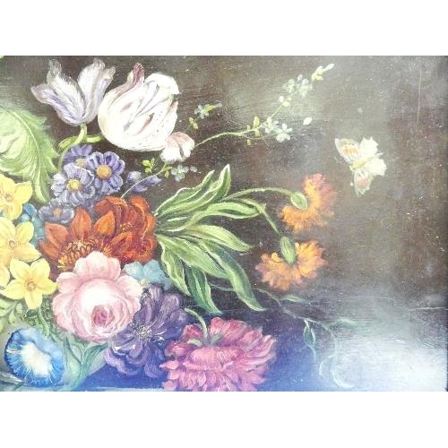 100 - 19thC Dutch School, still life of flowers, oil on board.