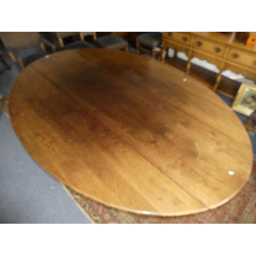 107 - An impressive 17thC style oak oval gate-leg Dining Table, by Bryn Hall Bespoke Furniture with shaped... 