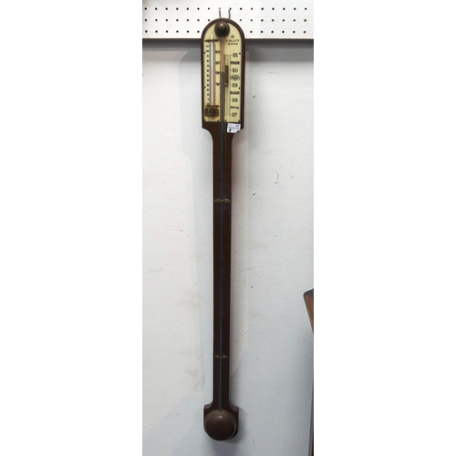 125 - Georgian mahogany stick Barometer, signed 'Blatt Brighton', 35in (89cm) high.