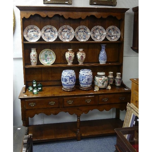 166 - A 18th century style oak Open High Dresser, by Belvedere Reproductions of Ipswich, 78in (198cm) high... 