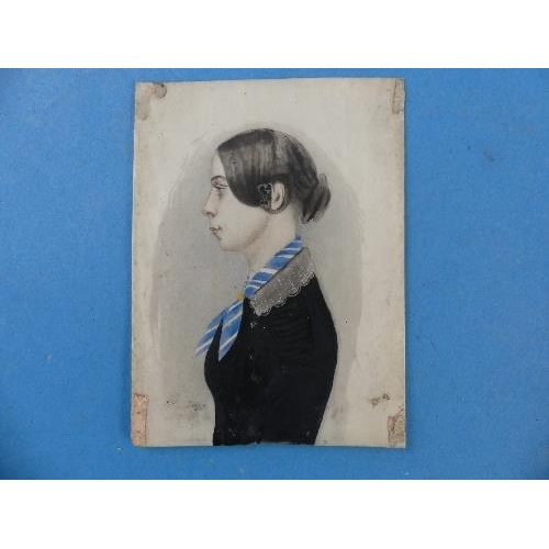 197 - A female portrait Miniature, on ivory, together with three early 20thC Visitor / autograph books con... 