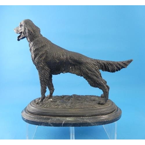 199 - After P. J. MENE, a 20th Century bronze figure of a Pointer Dog, standing alert on an oval base, sig... 