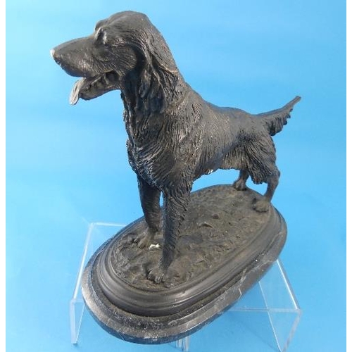 199 - After P. J. MENE, a 20th Century bronze figure of a Pointer Dog, standing alert on an oval base, sig... 