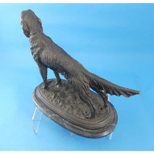 199 - After P. J. MENE, a 20th Century bronze figure of a Pointer Dog, standing alert on an oval base, sig... 