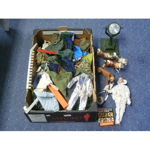 215 - Action Man; A boxed 1960's Palitoy Action Soldier Figure, together with seven other unboxed figures,... 