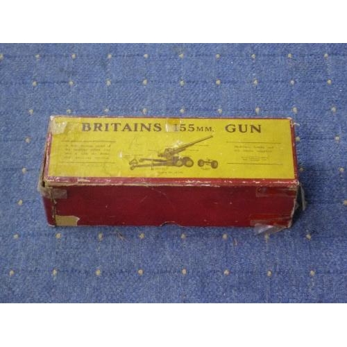 219 - A boxed Britains No. 2064, 155mm Gun, together with four boxed Lesney Matchbox diecast toys, no.'s 1... 