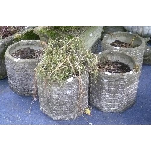 260 - A pair of vintage reconstituted stone garden Planters, of square form, 17in (43cm) wide x 15in (38cm... 