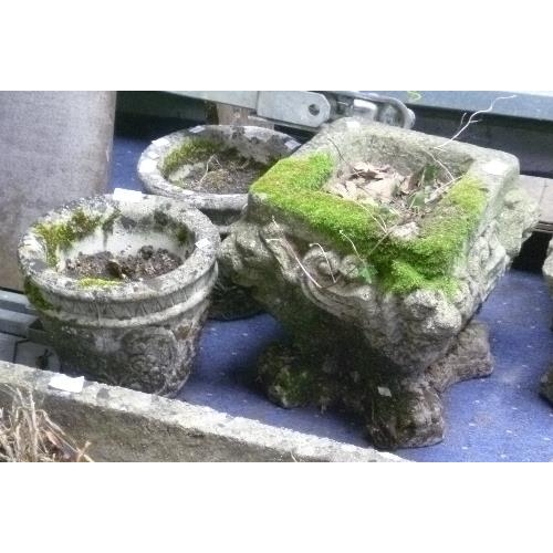 266 - A pair of vintage reconstituted stone garden Planters, of square form, 12in (30.5cm) wide x 13in (33... 