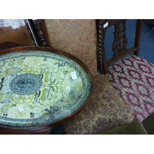 362 - A Victorian mahogany octagonal Occasional Table, together with a Victorian prie dieu chair, nursing ... 