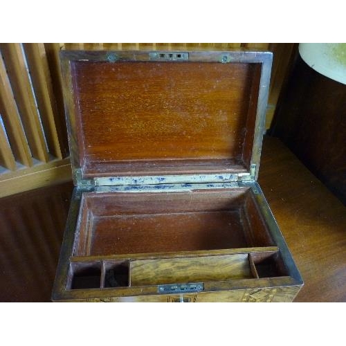 367 - A Victorian walnut Tunbridgeware Writing Slope, inside lacking folding writing surface, a/f.