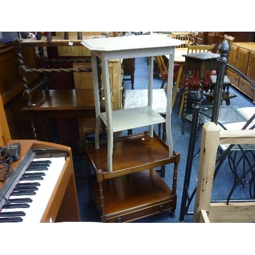 376 - A Victorian mahogany two tier Buffet Trolley, with single drawer, together with an early 20thC oak r... 