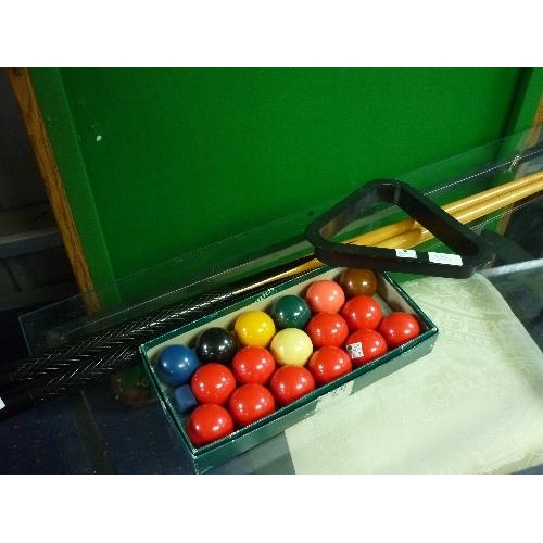 383 - A Riley Snooker / Pool Table, with folding legs, overall 75in x 38in (190.5cm x 96.5cm), with pair o... 