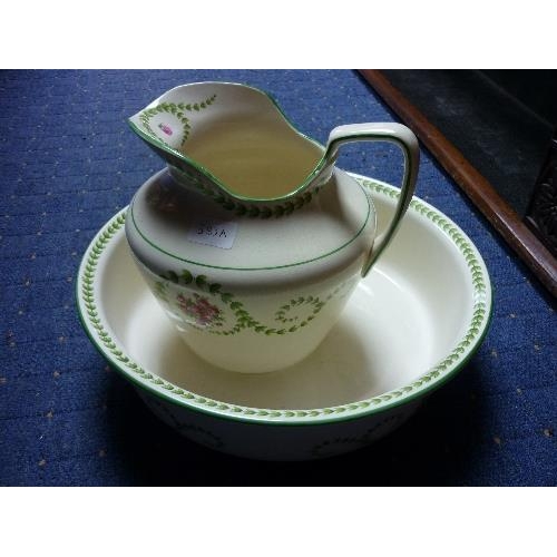 393A - An Edwardian Jug and Basin set, together with two Royal Albert Tea sets, Hummel Figure, modern Chine... 