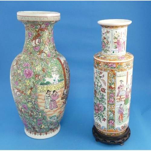 58 - A large 20th century Chinese famille rose porcelain Vase, with figural decoration, 24in (61cm) high,... 