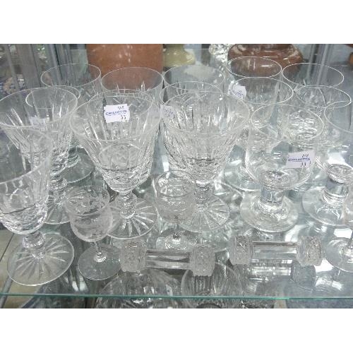 64A - A quantity of Waterford Crystal Tramore pattern, twenty-five pieces including wine glasses, hock gla... 