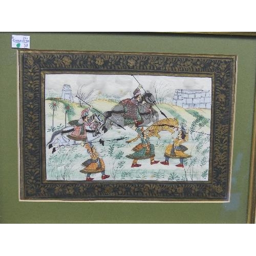 76 - 19th/20th century Indian School, a pair of tiger hunting scenes, watercolour and gouache, 8in x 11in... 