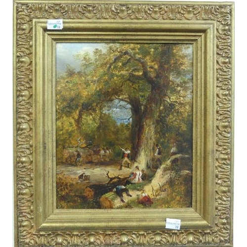 89 - 19th century English School, Cottage in a wooded landscape, oil on canvas, 12in x 16in (30.5cm x 40.... 