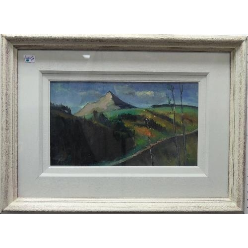 296 - Peter Collis (British, 1929-2012), The Sugar Loaf from above Newtown, oil on board, signed bottom l... 