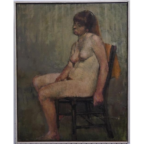 298 - Alison Campbell Jensen (British, b.1939), Nude, oil on canvas, inscribed verso, 20in x 16in (51cm x... 