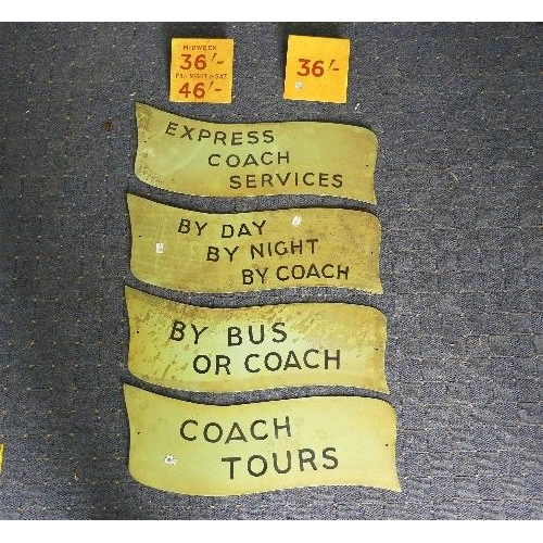 562 - Bus and Coaching Interest; A Collection of four aluminum A-Board Tour Description Plates, in pale gr... 