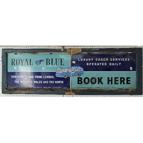 565 - Bus and Coaching Interest; A Royal Blue Booking Sign, in blue enamel, with central blue coach design... 