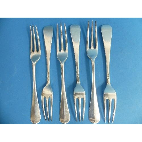 57 - A set of six late Victorian silver Forks, by Dobson & Sons, hallmarked London, 1900, Hanovarian patt... 
