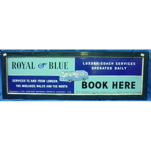 579 - Bus and Coaching Interest; A Royal Blue Booking Sign, in blue enamel, with central blue coach design... 