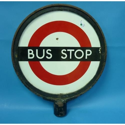 610 - Bus and Coaching Interest; A vintage London Transport 'Dolly Stop' Sign, a circular double sided ena... 