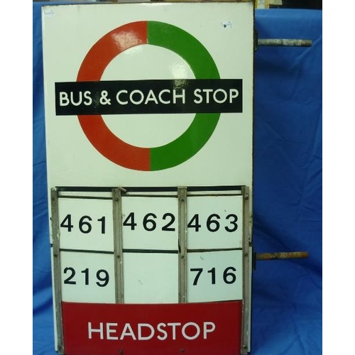 611 - Bus and Coaching Interest; A vintage London Transport Bus & Coach Stop (Compulsory) enamel double si... 