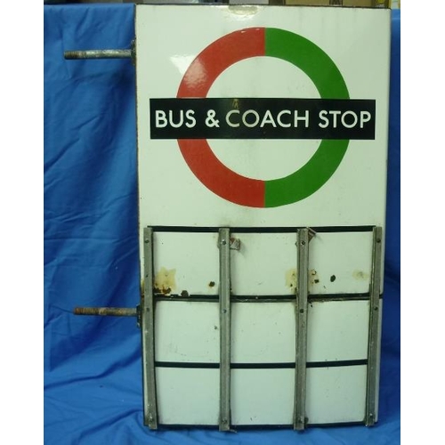 611 - Bus and Coaching Interest; A vintage London Transport Bus & Coach Stop (Compulsory) enamel double si... 