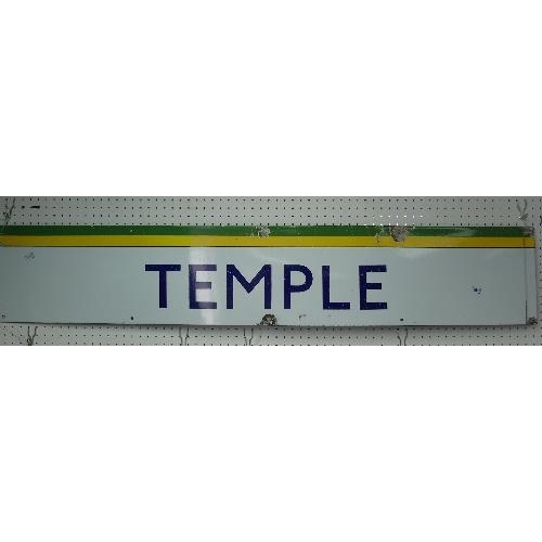 624 - A London Underground enamel Frieze Sign, for 'Temple' blue lettering on white with Circle and Distri... 