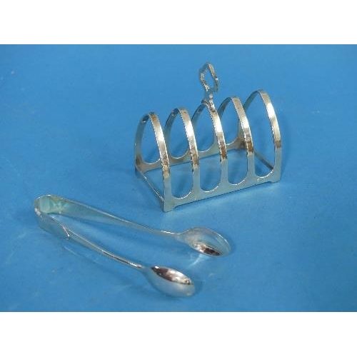 65 - A small George V silver five bar Toast Rack, by Adie Brothers Ltd, hallmarked Birmingham, 1931, toge... 