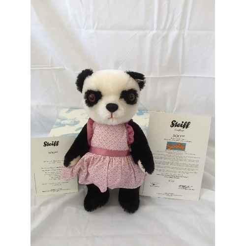 671 - Steiff; 'Soo', 664106, from 'The Sooty Show', black/white, 30cm, limited edition no. 681 / 2000, box... 