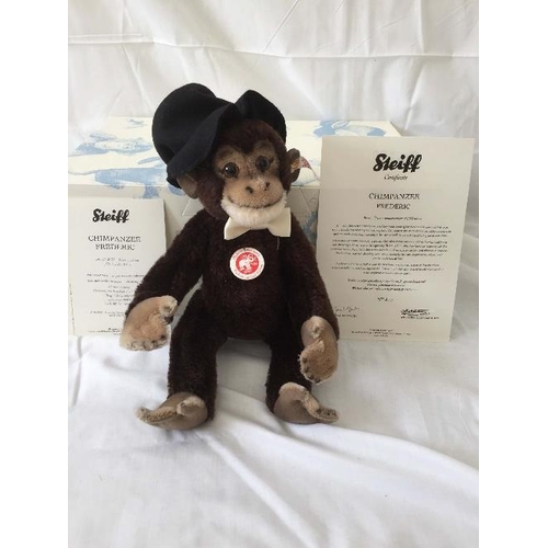 677 - Steiff; 'Jack', 035944, light brown, 33cm, limited edition no. 387 / 1500, together with 'Chimpanzee... 