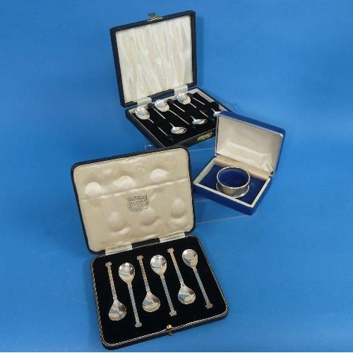 70 - A cased set of six George VI silver Teaspoons, by Thomas Bradbury & Sons Ltd, hallmarked Sheffield, ... 