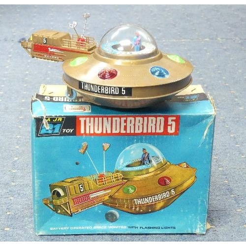 638 - A JR 21 Toy, Thunderbird 5, battery operated space monitor with flashing lights and two antennae, in... 