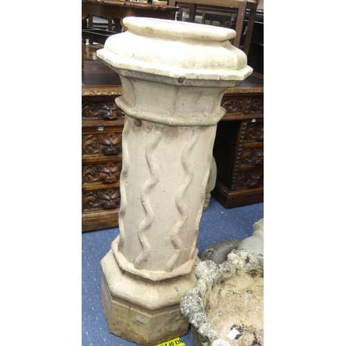 2 - A Victorian light-clay tall Chimney Pot, of octagonal form, damaged, 44in (112cm) high.