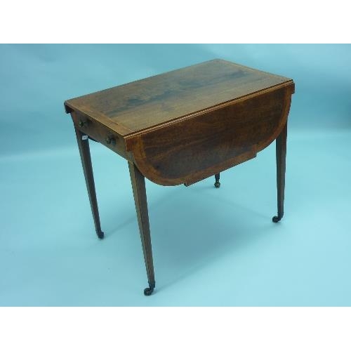 451 - A Georgian inlaid mahogany Pembroke Table, the shaped top above a frieze drawer raised on tapering l... 