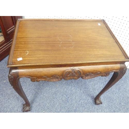 469 - A carved walnut rectangular Coffee Table, raised on slender cabriole legs with claw and ball feet, 2... 