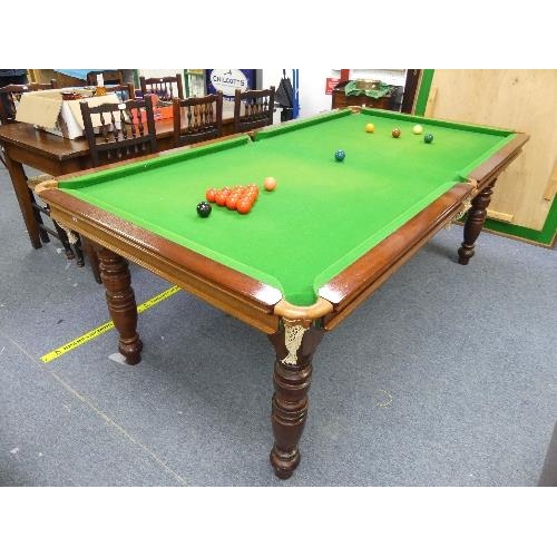 484 - An E. J. Riley of Accrington slate bed quarter size Snooker Dining Table, with mahogany frame and tw... 