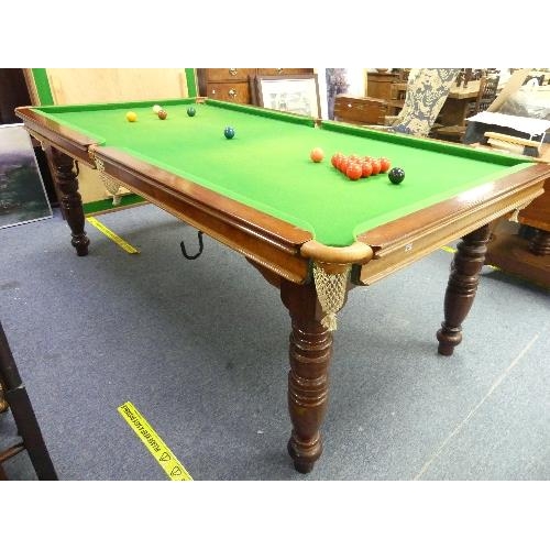 484 - An E. J. Riley of Accrington slate bed quarter size Snooker Dining Table, with mahogany frame and tw... 